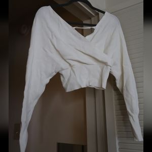 FASHION NOVA | Ivory Off Shoulder Cropped Long Sleeve Shirt